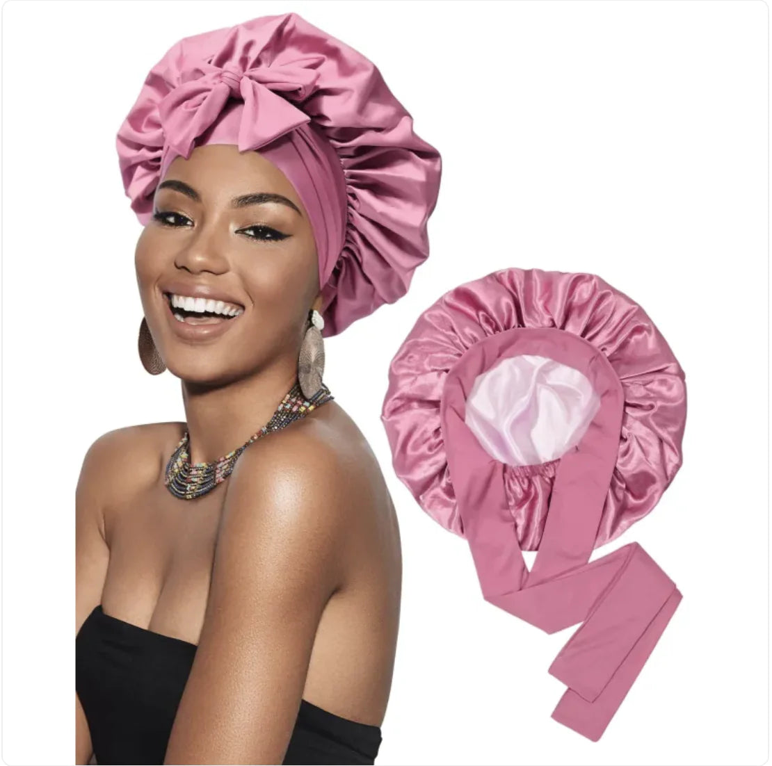 Double-Layer Bow Wide-Brimmed Hair Care Hat