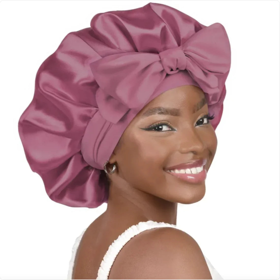 Double-Layer Bow Wide-Brimmed Hair Care Hat