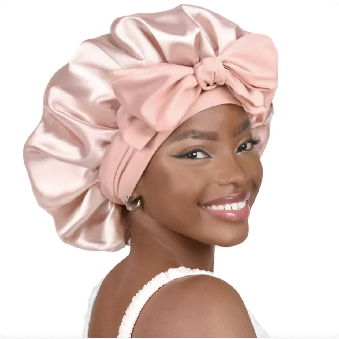 Double-Layer Bow Wide-Brimmed Hair Care Hat