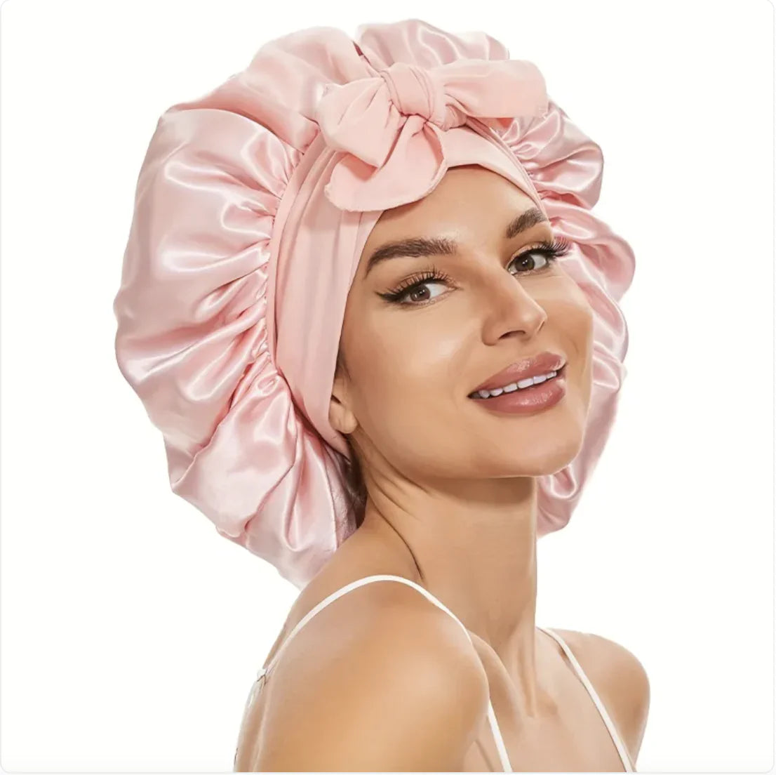 Double-Layer Bow Wide-Brimmed Hair Care Hat