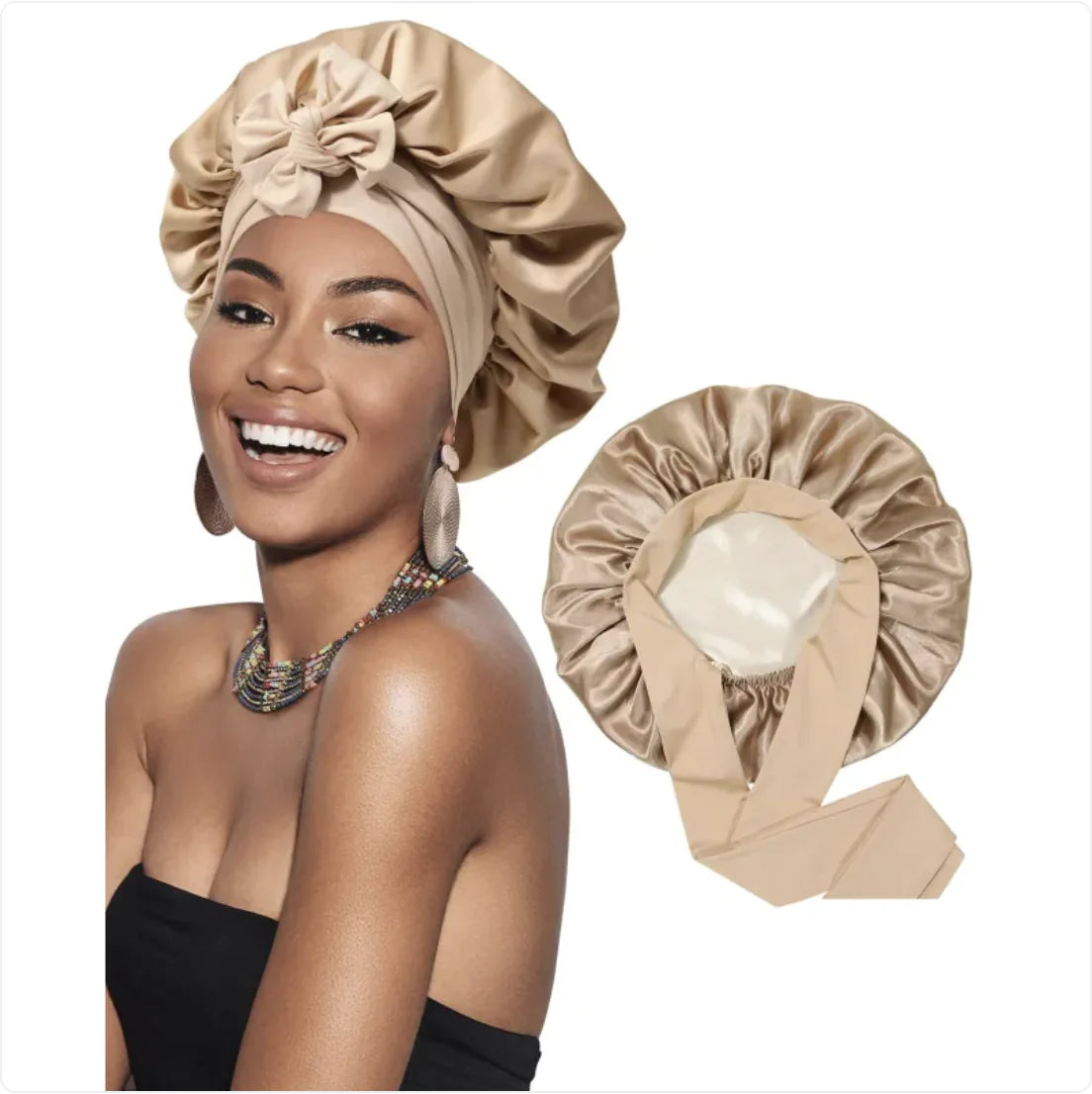 Double-Layer Bow Wide-Brimmed Hair Care Hat