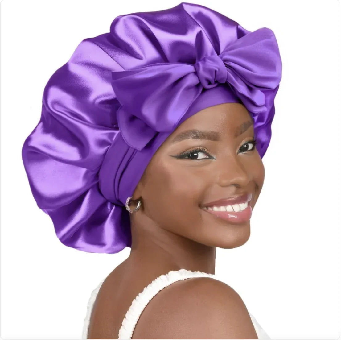 Double-Layer Bow Wide-Brimmed Hair Care Hat