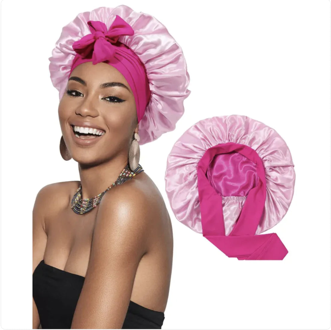 Double-Layer Bow Wide-Brimmed Hair Care Hat