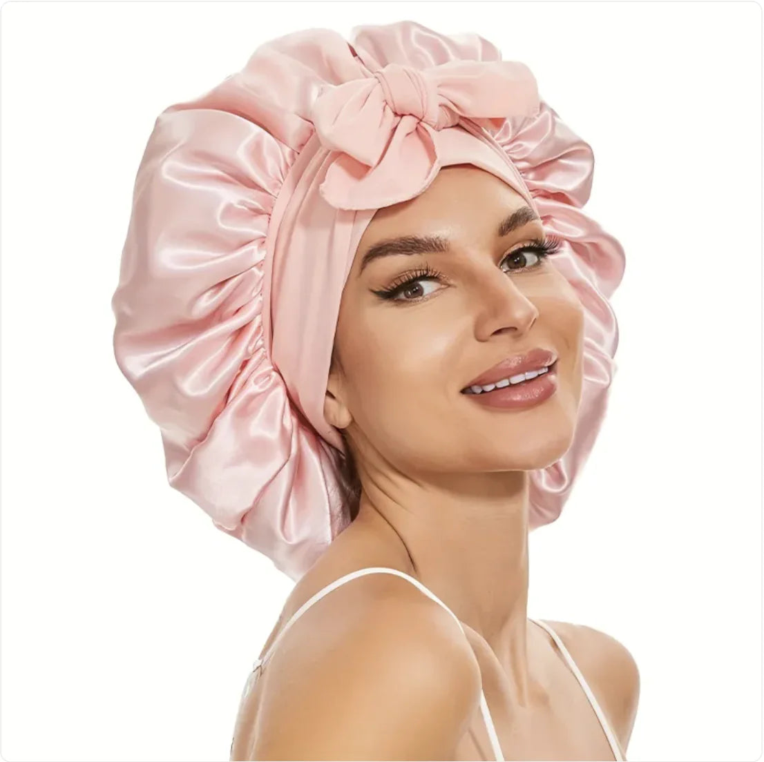 Double-Layer Bow Wide-Brimmed Hair Care Hat